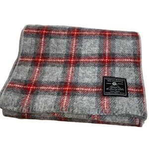 Faribault Woolen Mill Company x Target Virgin Wool Gray Red Plaid Scarf